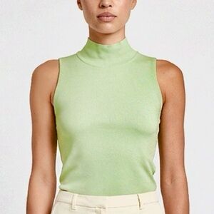 House Of Harlow 1960 Mock Neck Sleeveless Knit Top Lime Cream women size Small